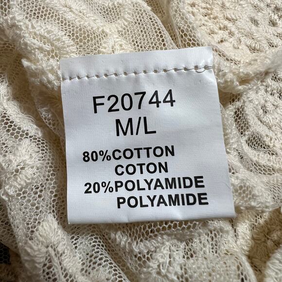 Women's Round Neck Mesh Floral Sheer Blouse Size M/L Boho Festival Y2K 90s Casu - Picture 7 of 7